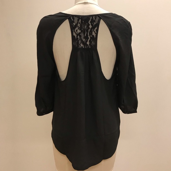Urban Outfitters “Sparkle&Fade” Black Blouse with Lace and Keyhole Back Detail - Picture 2 of 9